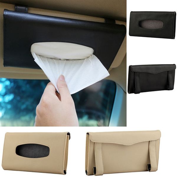 

portable and convenient car sun visor tissue case black and beige leather tissue case napkin accessories pc971520