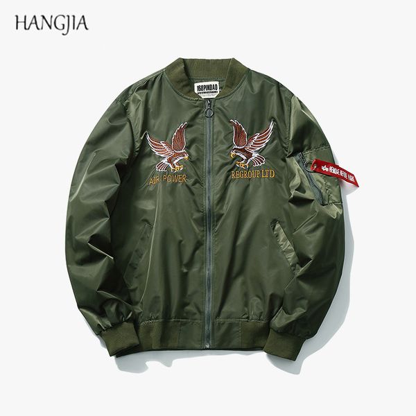

men's style embroidered bomber jacket original street tide brand large size air forcepilot jacket, Black;brown