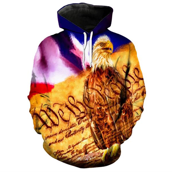 

golden eagle letter print fashion 3d hooded sweatshirt pullover eagle series sportswear dropshipping and wholesale eur size, Black