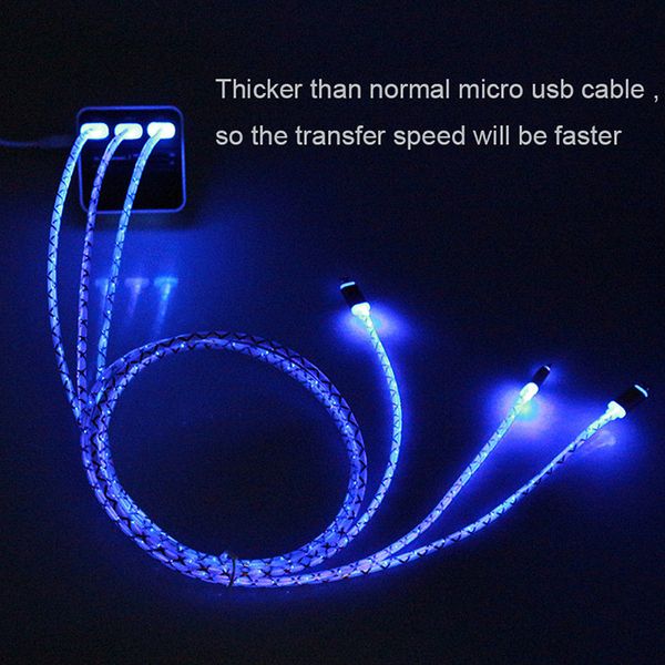 

1M LED Light Micro USB Charger Cable Charging Cord For Samsung galaxy S8 s7 Edge xiaomi color iphone 7 8 2018