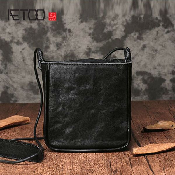 AETOO Cuero Compre Cuero Femenino Bolso Suave Nuevo Pequeño Negro De dqUwTqB