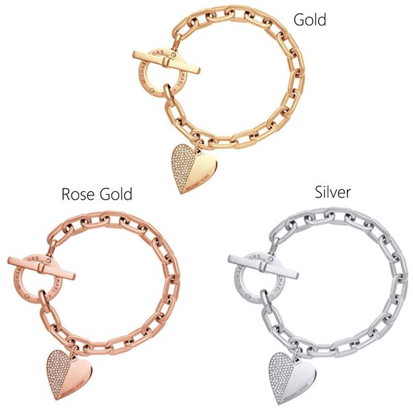 

love bracelet fashion exquisite designer bracelet link chain polishing crystal gold sliver rose gold wrist bracelet trendy heart, Black