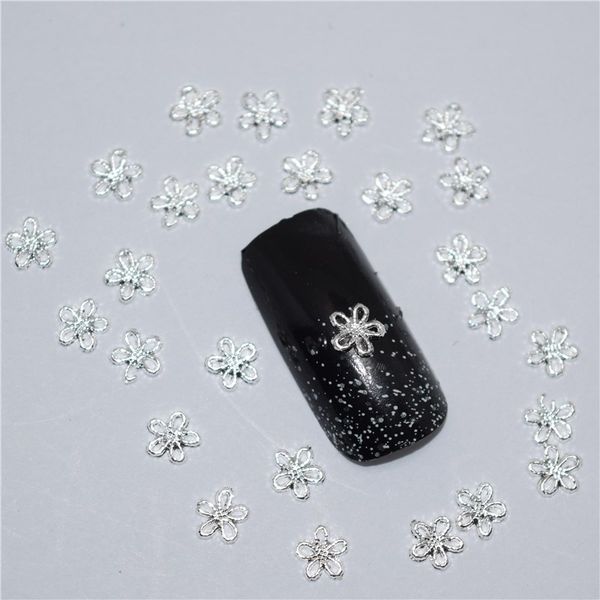 

50pcs 3d nail art supplies rhinestone decoration jewelry silver flower design crystals/acrylic sticker manicure nails tools h036, Silver;gold