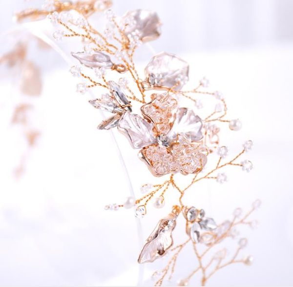 

кристалл лист волос группа гребень набор 2018 новый европейский и американский свадебный оголовье, Slivery;golden