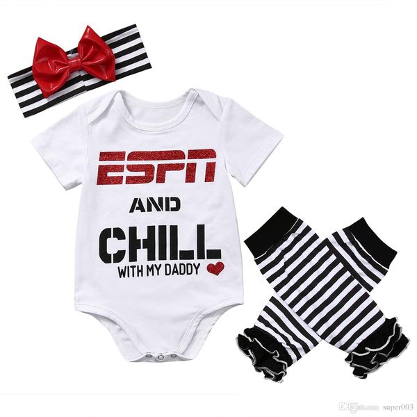 

комплект одежды новорожденного для девочек ESPN и Chill with My Daddy Romper
