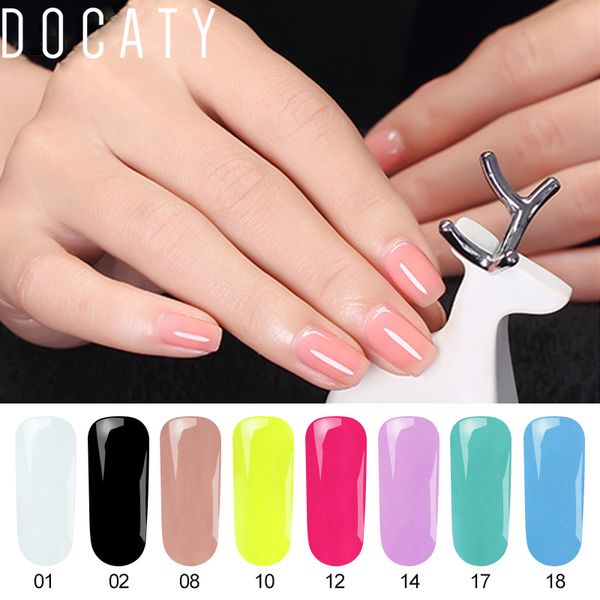 

docaty latest color gel lacquer 7ml pure colors semi permanent soak off color uv led gel nail polish diy design art varnish, Red;pink