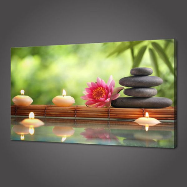 2019 Lotus Flower Zen Stones Spa Candles Canvas Hand Painted Oil Painting Mural Picture Wall Art For Office Living Room Bedroom Decoration F1 From