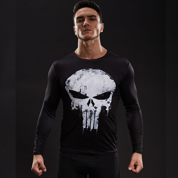 

Punisher 3d Printed T Shirts Men Compression Shirts Long Sleeve Cosplay Costume Crossfit Fitness Clothing Tops Male Black Friday