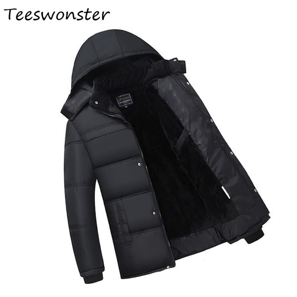 

mens 2017 brand winter warm windproof plus cashmere cotton parka waterproof coat for cool type version jacket man winter jackets, Black