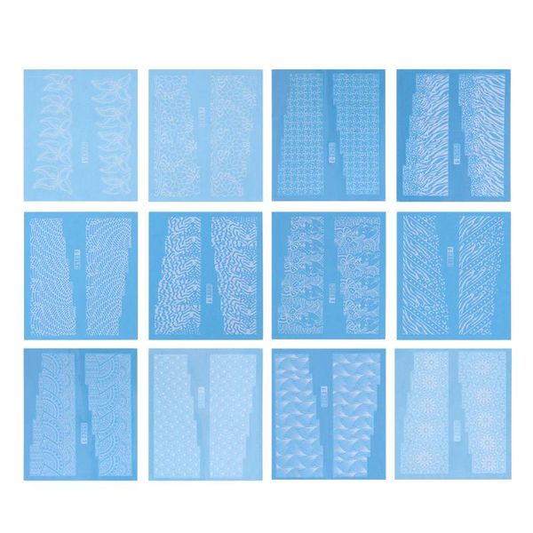 

48 sheets flowers lace nail sticker nail art water transfer decals stickers tips black/white manicure decor tools