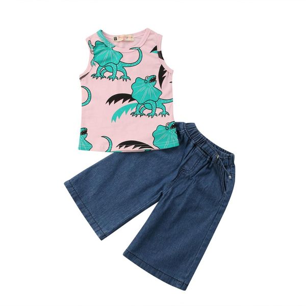 

fashion kid baby girl vest +loose jeans leggings summer clothes outfits 2pcs, White