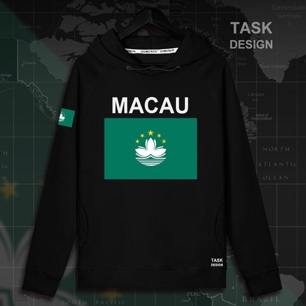 

macau mac macao macanese china mens hoodie pullovers hoodies men sweatshirt streetwear clothing hip hop tracksuit nation flag, Black