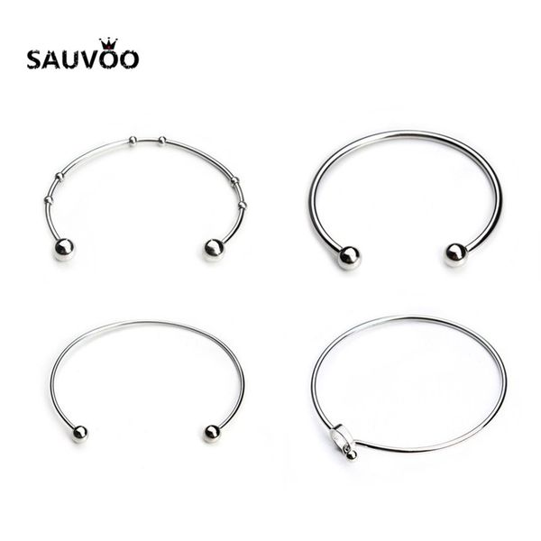 

whole salesauvoo 2pcs silver color stainless steel blank open expandable wire cuff bangle bracelets for women fashion simple party jewelry, Black