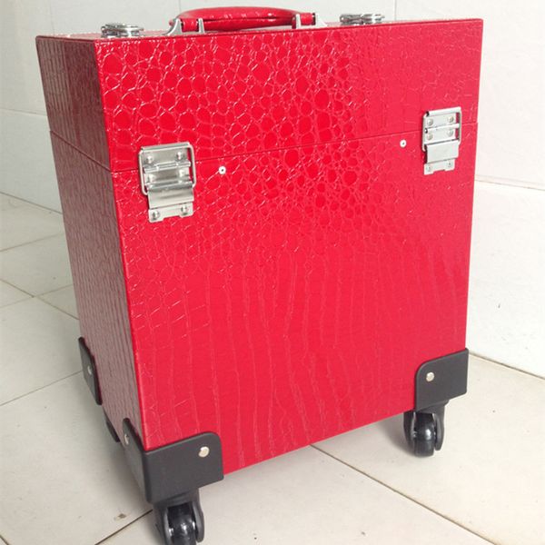 

professional makeup trolley case large capacity universal multilayer crocodile pattern multi purpose empty cosmetic bag leisure suitcase
