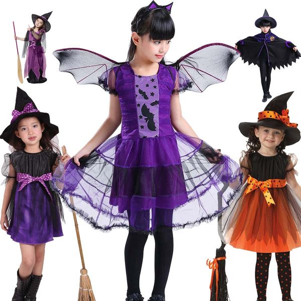 

halloween witch dress child girls halloween fancy party costume for girls kids outfit clothes kids witch costumes princess, Black;red