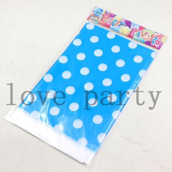 Happy Birthday Party Baby Shower Tablecloth Blue Polka Dots Theme