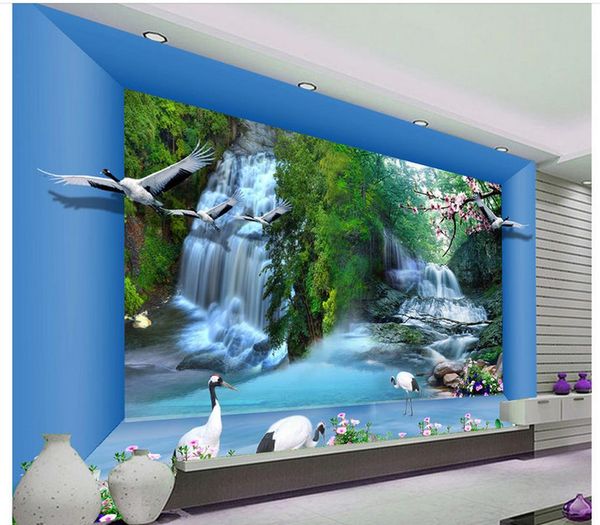 

high mountain flowing water 3d beautiful space living room wallpaper for walls 3 d for living room