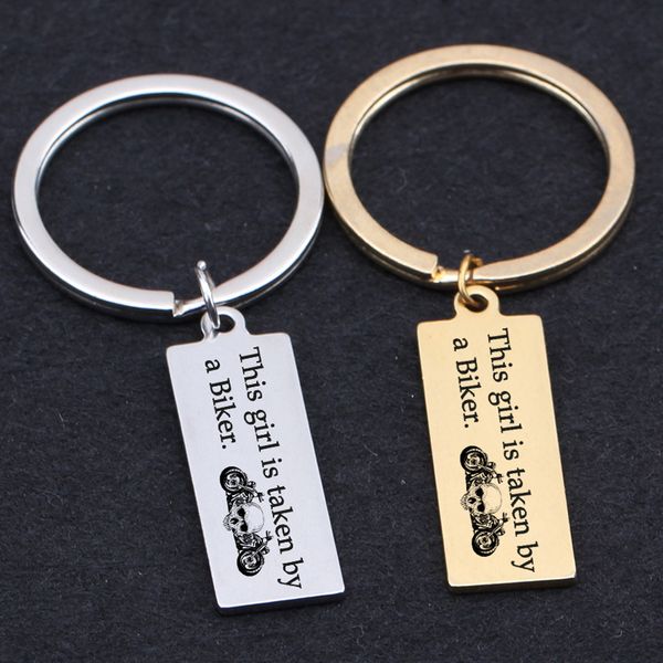 

engerved this girl is taken by a biker key chains motorcycle shantkeyring friends family lover's keys holder cycling enthusiast, Silver