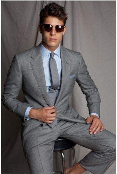 

2018 new two pieces two buttons gray men's wedding suits shawl lapel wedding suits for men groom wedding suits( jacket+pants), Black;gray