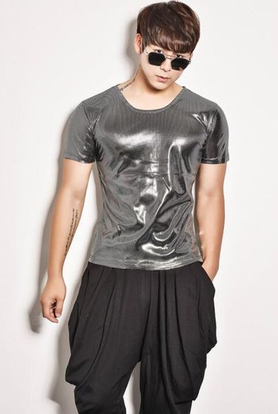 

original men vest round collar personalized singer dance stage street star style sleeveless clothing punk rock dress, Black;white