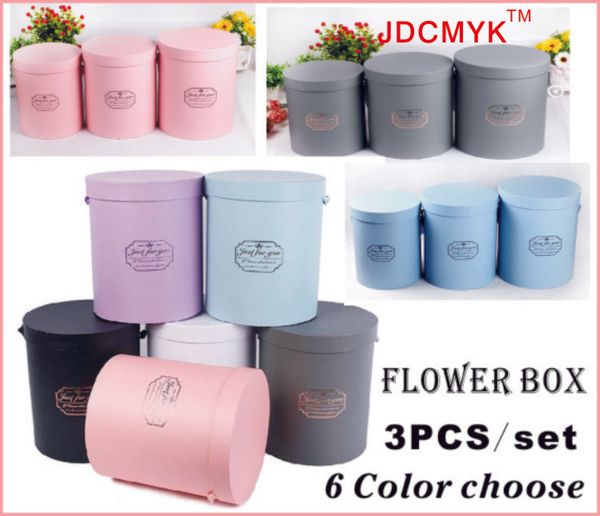 

gift boxes, 3PCS/set flosrist flowers packing round,cardboard boxes wedding party souvenirs 2017 hot sell six color choose