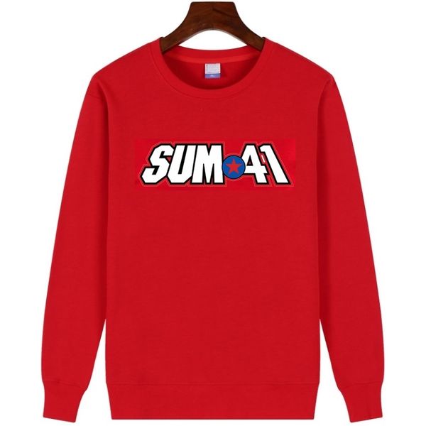 

sum 41 sum41 letter printed round neck hoodie rock style fleece sweatshirt male female canada punk band brand clothing, Black