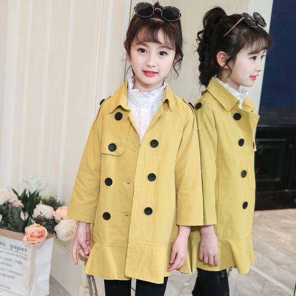 

spring autumn girls double breasted trench coats fashion kids windbreaker girl jacket teenager 4-14 y outerwear children parka, Camo