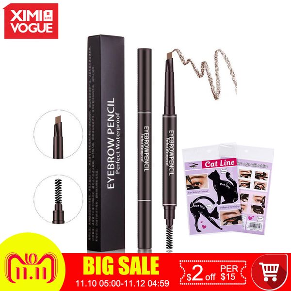 

1pack eyebrow stencil +1pc double head eye pencil with brush beauty makeup tools eye liner temple beauty makeup tool kits