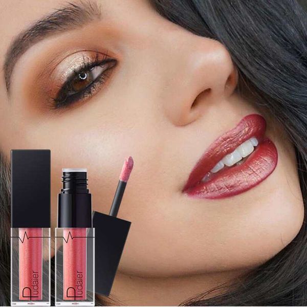 

new pudaier beauty long lasting glitter lip gloss pigments metallic liquid batom maquiagem magic colors shimmer lipstick