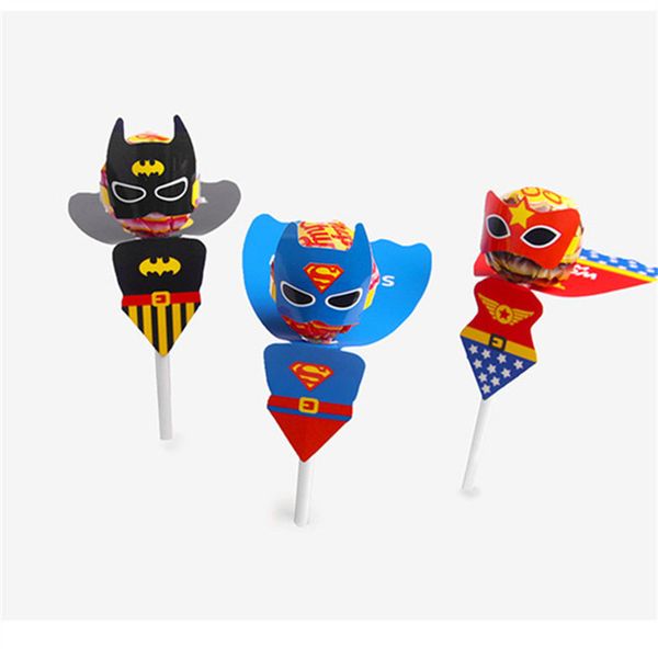 Wholesale Bat Man Super Man Wonder Women Candy Paper Lollipop