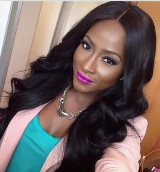 

charming black long synthetic fluffy wavy centre parting wig hair for women, Black;brown