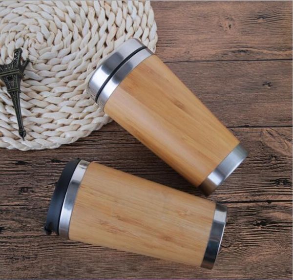 

16oz reusable bamboo eco travel mug (cup) 16oz bamboo tumbler for coffee or tea with slid lid and flip lid