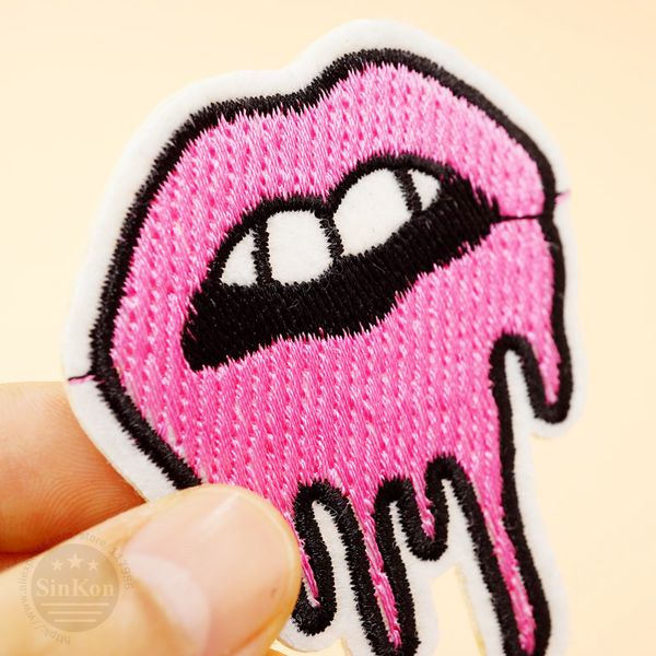 

mouth (size:6.8x5.5cm) diy cloth badges mend decorate patch jeans bag hat clothes apparel sewing decoration applique patches, Black