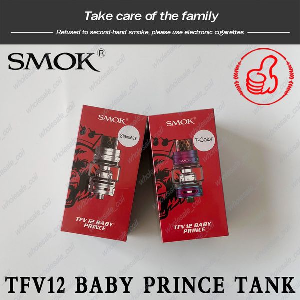 

Authentic smok TFV12 Baby Prince Tank 4.5ml Patented Locking Mechanism Atomizer With Cobra Drip Tip Bulb Glass Tube Mesh Coils Smoktech