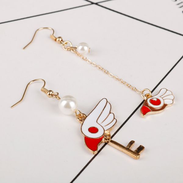 

dongsheng fashion sailor moon sakura drop earrings jewelry cartoon enamel angel birds card captor women girl party gift -15, Silver