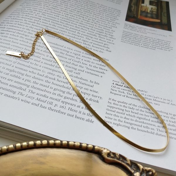 

925 sterling silver flat snake chain necklace gold fashion wild chain choker necklace for women 925 silver jewelry for charms