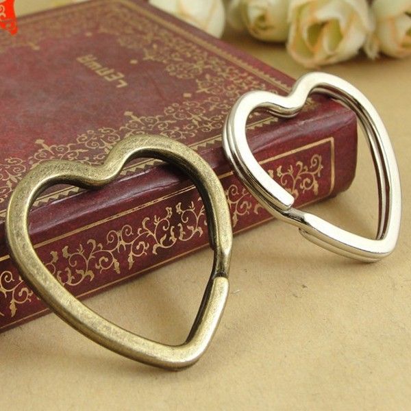 

heart-shaped key rings - large bronze & silver key chains 32mm novelty split ring pack of 240 pcs, Slivery;golden