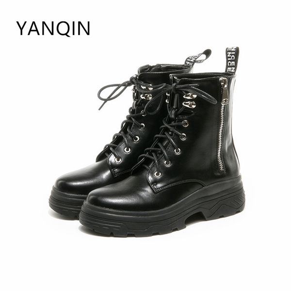 

зимний стиль новый европейский стиль боковой молнии зашнуровать обувь, Black