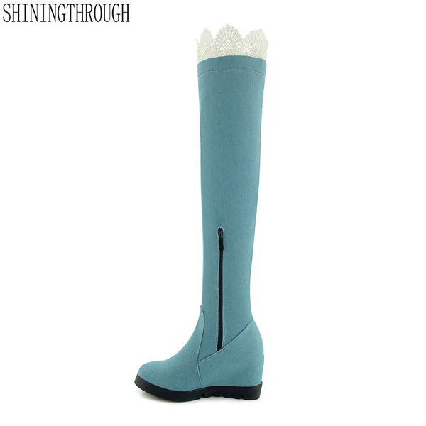 

2019 women fashion erogenous over the knee high women boots .5cm the increased shoes spring autumn caual party shoes, Black