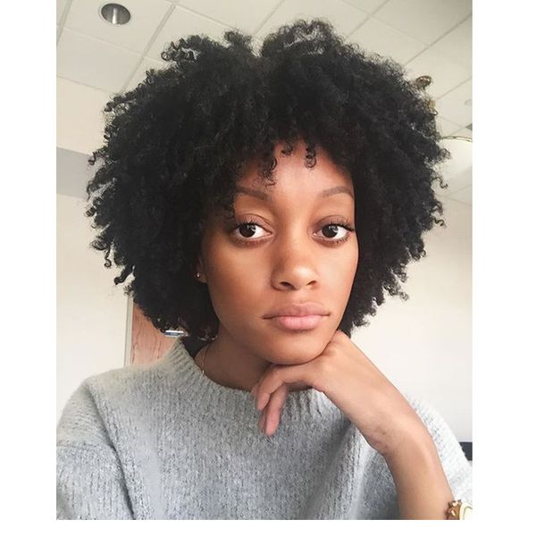 Novas mulheres Africano Ameri afro corte curto crespos peruca encaracolado brasileira peruca encaracolado Simulação Cabelo Humano para senhoras