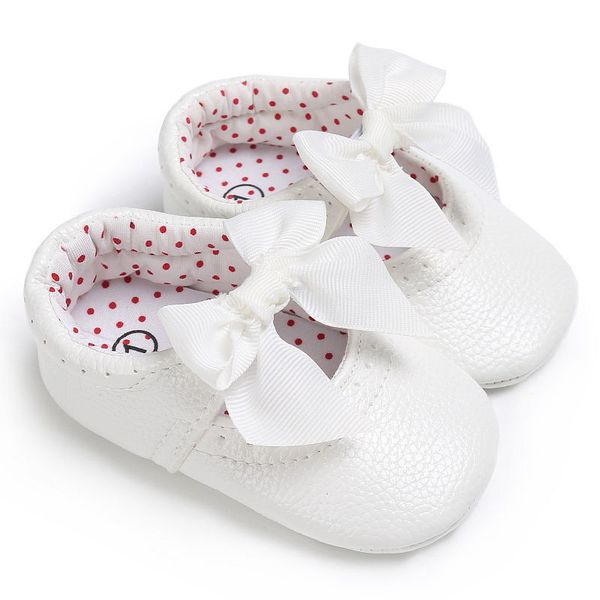 

new stylish newborn baby girls pink gold white pu leather casual polka dot bowknot princess shoes one pairs, Black