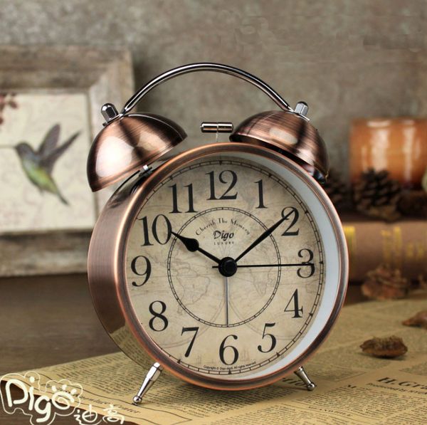 

american classical bedside alarm clock metal mute desk despertador original design bedroom study room student 4.3 inches