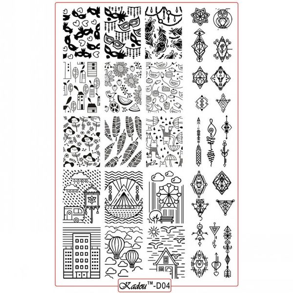 

1 pcs big size nail stamping plates new arrival fire balloon/house/seagull/flower patterns nail art decoration polish templates, White
