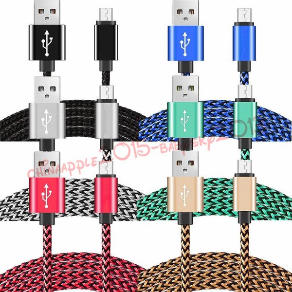 

alloy micro v8 type c fabric nylon braided alloy usb data sync charger cable for samsung s3 s4 s6 s7 for htc lg