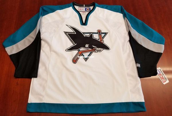 

custom san jose sharks vintage ccm hockey jersey white new mens retro jerseys, Black;red