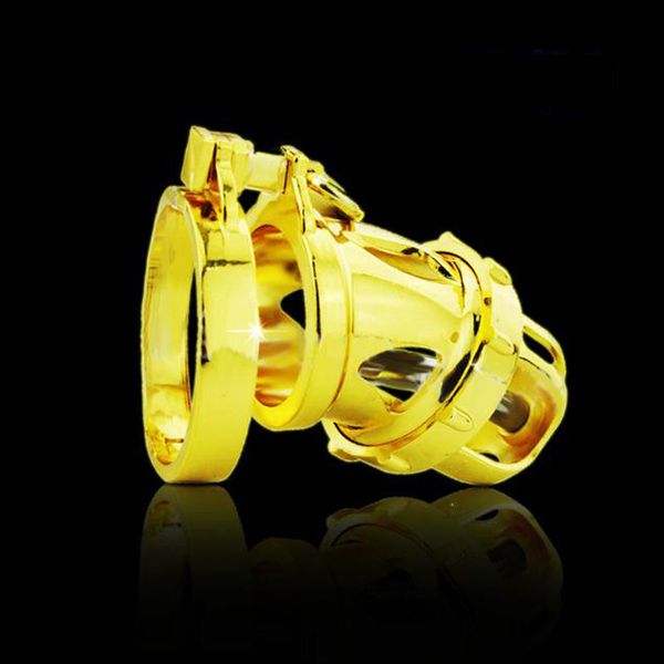 

male 24k chastity device lock luxurious gold metal cage #t90 bird plated belt acugk