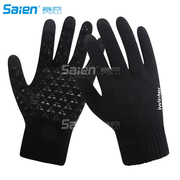 

touch screen gloves winter men and women knitted warm, Black