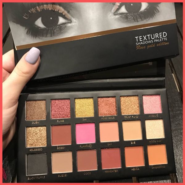 

Free Shipping by ePacket 18 Colors Eyeshadow Palette Rose Gold Textured Palette New Nude Eye shadow Beauty Palette Matte Shimmer with Gifts