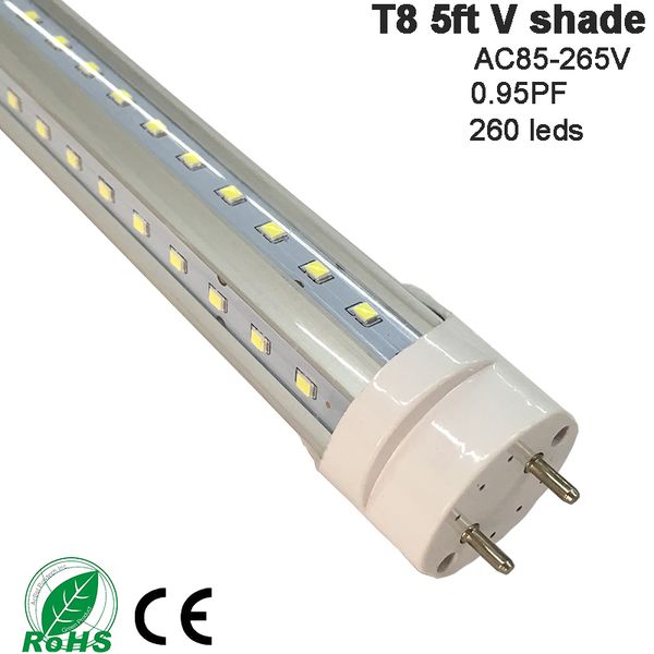 

5ft led tube t8 v shade 150cm 1500mm 36w ac85-265v 110v 220v g13 t8 fluorescent lamp high bright