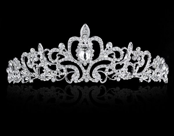 

shining beaded crystals wedding crowns bridal veil tiara crown headband hair accessories party wedding tiara, Silver